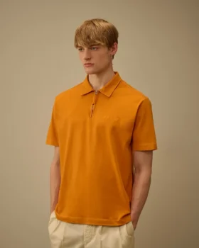 1020 Jersey kortärmad polotröja med halv dragkedja