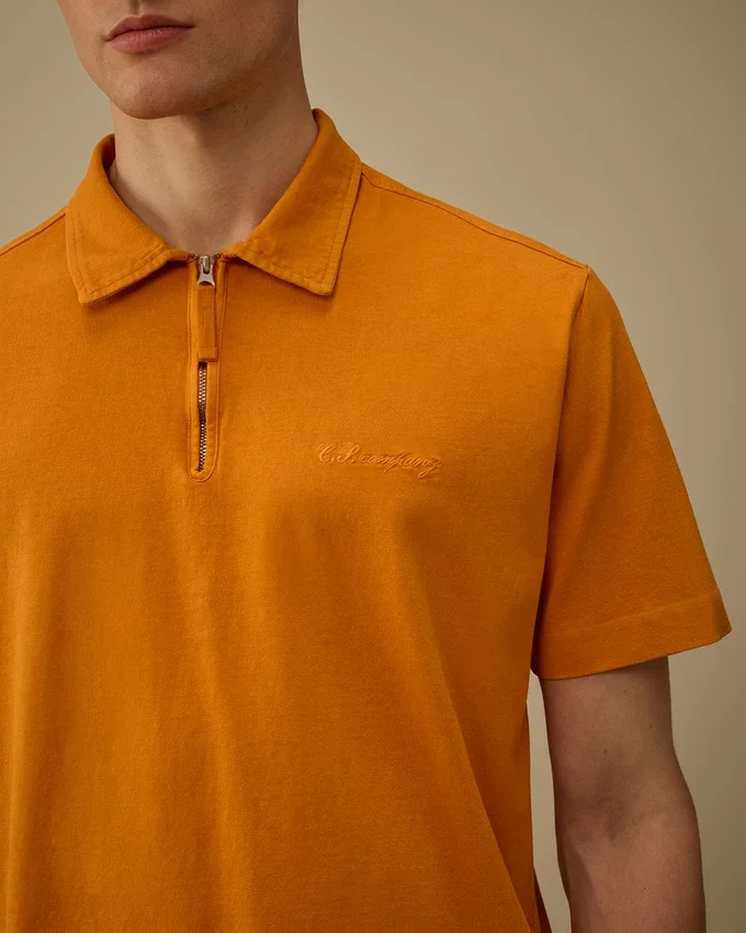 1020 Jersey kortärmad polotröja med halv dragkedja