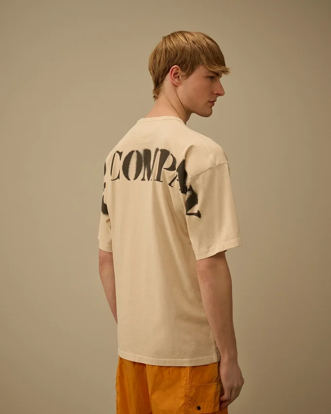 1020 Jersey kortärmad T-shirt med stenciltryck