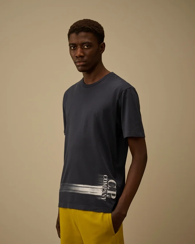 24/1 jersey-skjorta med korta ärmar och logotyp nedtill