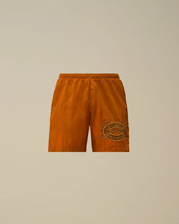 Badshorts med broderat Eco-Chrome-R-motiv