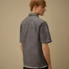 Chambray-skjorta med korta ärmar och knappar