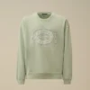 Diagonal Fleece Boxy Logo-Sweatshirt med rund hals