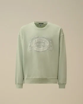 Diagonal Fleece Boxy Logo-Sweatshirt med rund hals