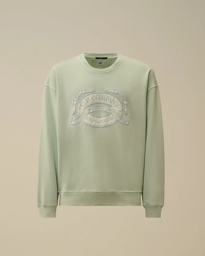Diagonal Fleece Boxy Logo-Sweatshirt med rund hals