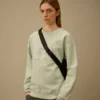 Diagonal Fleece Boxy Logo-Sweatshirt med rund hals