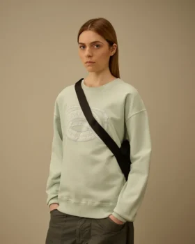 Diagonal Fleece Boxy Logo-Sweatshirt med rund hals