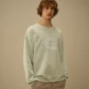 Diagonal Fleece Boxy Logo-Sweatshirt med rund hals