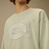 Diagonal Fleece Boxy Logo-Sweatshirt med rund hals