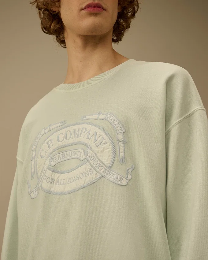 Diagonal Fleece Boxy Logo-Sweatshirt med rund hals