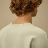 Diagonal Fleece Boxy Logo-Sweatshirt med rund hals