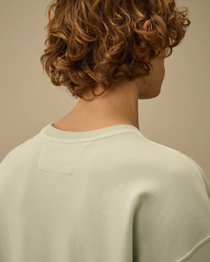 Diagonal Fleece Boxy Logo-Sweatshirt med rund hals