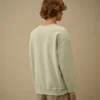 Diagonal Fleece Boxy Logo-Sweatshirt med rund hals