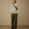 Diagonal Fleece Boxy Logo-Sweatshirt med rund hals