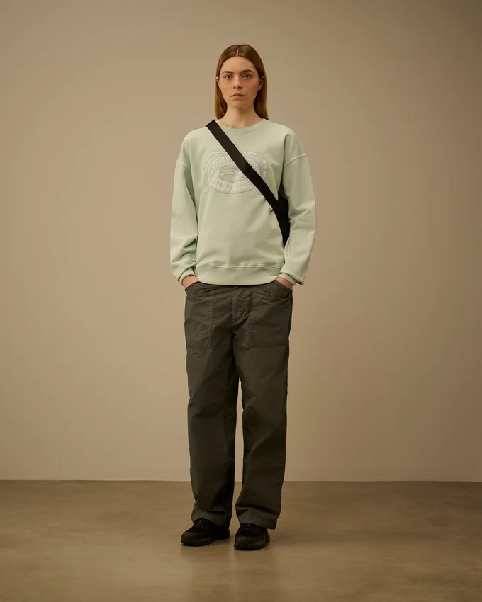 Diagonal Fleece Boxy Logo-Sweatshirt med rund hals