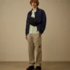 Diagonal Fleece Boxy Logo-Sweatshirt med rund hals