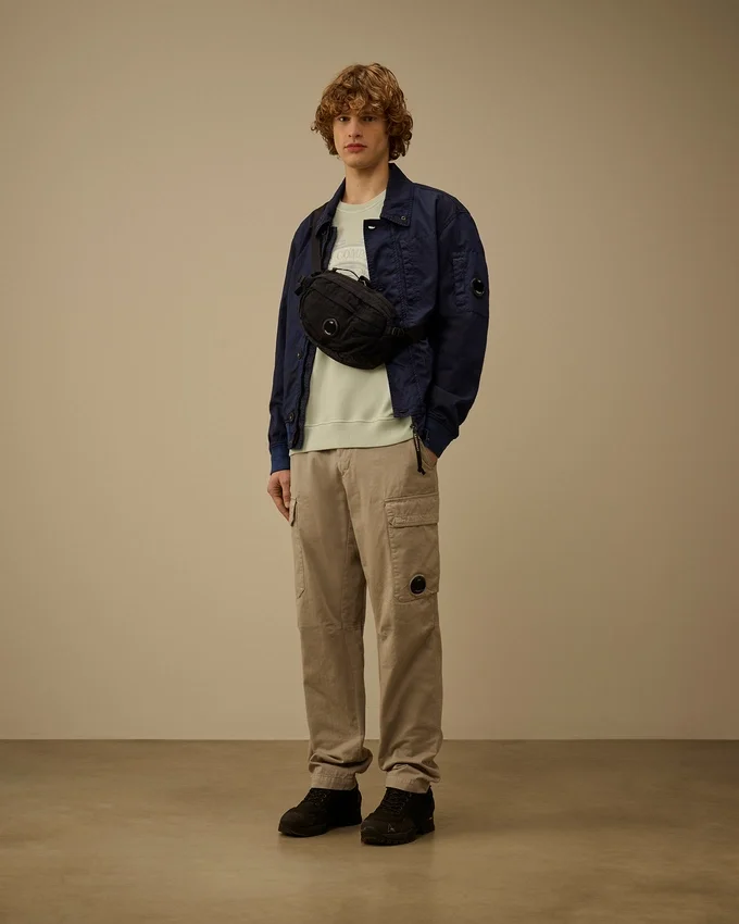 Diagonal Fleece Boxy Logo-Sweatshirt med rund hals