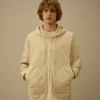 Diagonal fleece-Sweatshirt med huva och boxig passform