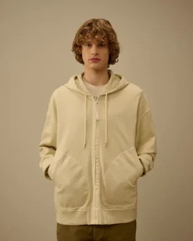 Diagonal fleece-Sweatshirt med huva och boxig passform