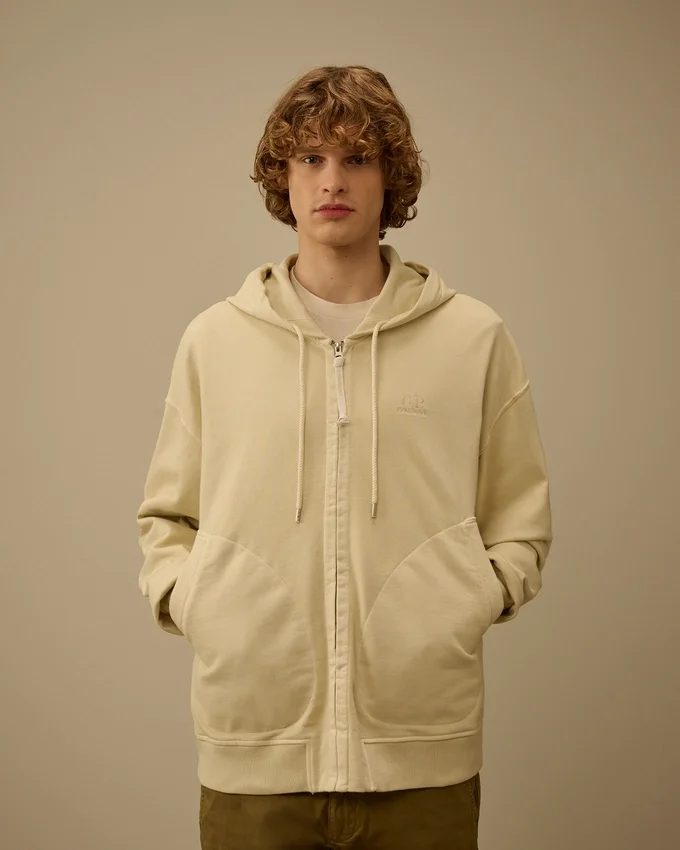 Diagonal fleece-Sweatshirt med huva och boxig passform