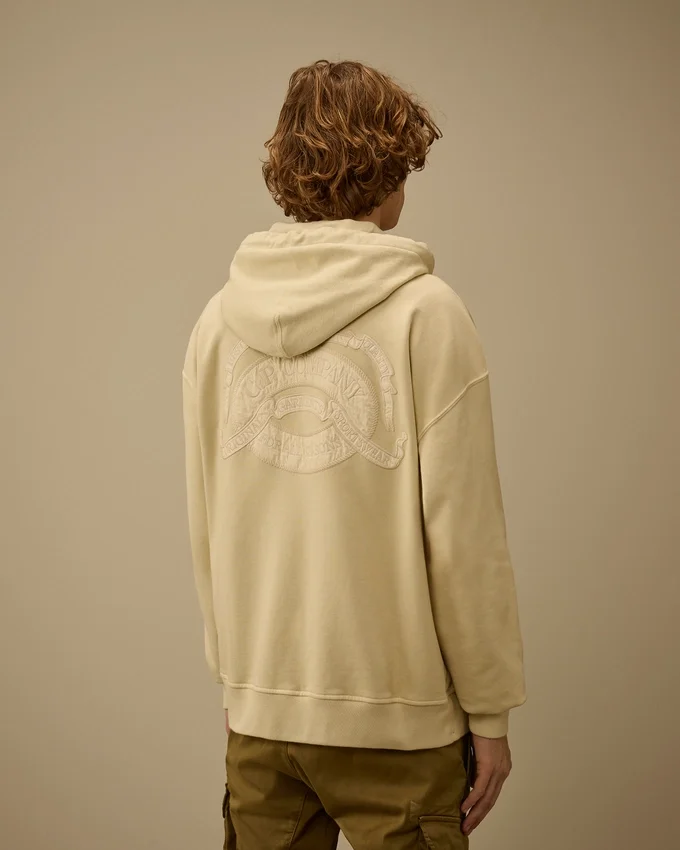 Diagonal fleece-Sweatshirt med huva och boxig passform