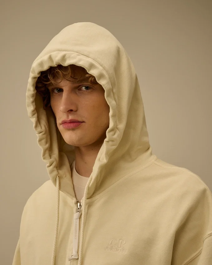 Diagonal fleece-Sweatshirt med huva och boxig passform