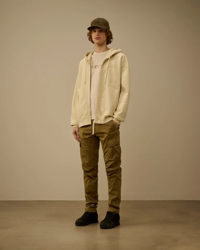 Diagonal fleece-Sweatshirt med huva och boxig passform