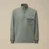 Diagonal Raised Fleece-Sweatshirt med halv dragkedja