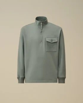 Diagonal Raised Fleece-Sweatshirt med halv dragkedja