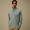 Diagonal Raised Fleece-Sweatshirt med halv dragkedja