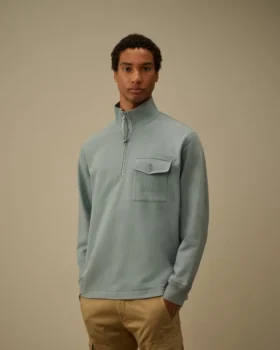 Diagonal Raised Fleece-Sweatshirt med halv dragkedja