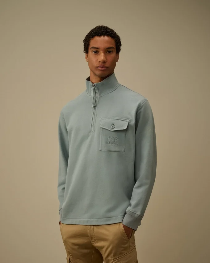 Diagonal Raised Fleece-Sweatshirt med halv dragkedja