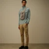 Diagonal Raised Fleece-Sweatshirt med halv dragkedja