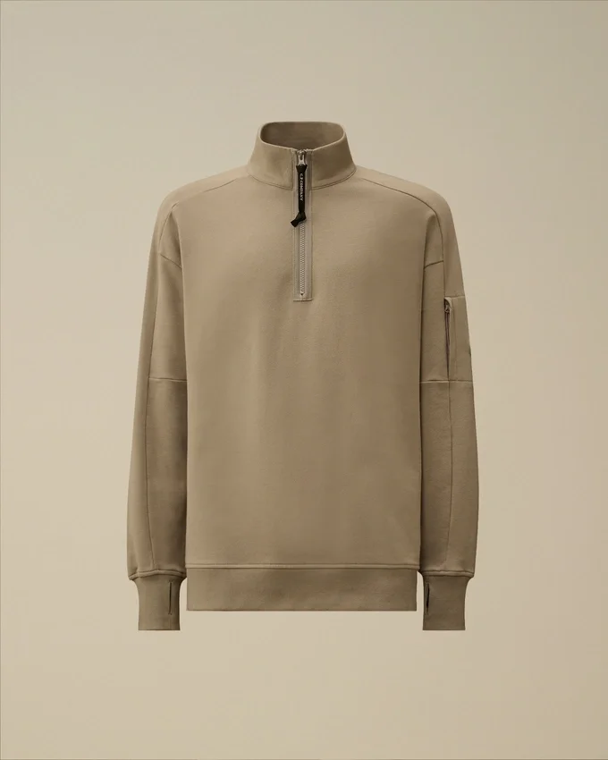Diagonal Raised Fleece-Sweatshirt med halv dragkedja och Lens-motiv