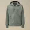Diagonal Raised Fleece Zip Hooded Lens Sweatshirt