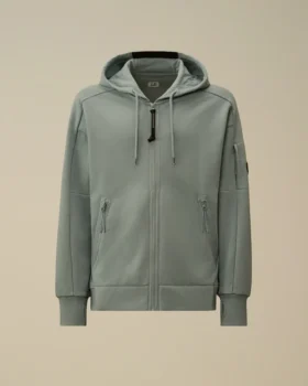Diagonal Raised Fleece Zip Hooded Lens Sweatshirt
