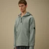 Diagonal Raised Fleece Zip Hooded Lens Sweatshirt
