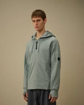 Diagonal Raised Fleece Zip Hooded Lens Sweatshirt