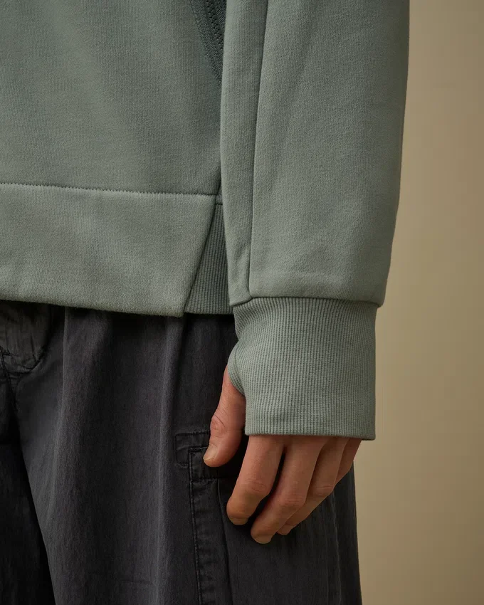 Diagonal Raised Fleece Zip Hooded Lens Sweatshirt