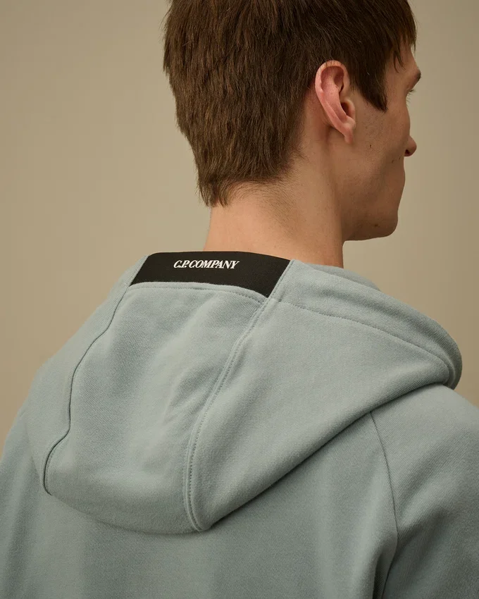 Diagonal Raised Fleece Zip Hooded Lens Sweatshirt