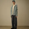 Diagonal Raised Fleece Zip Hooded Lens Sweatshirt