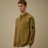 Diagonal upphöjd fleece-Sweatshirt med huva