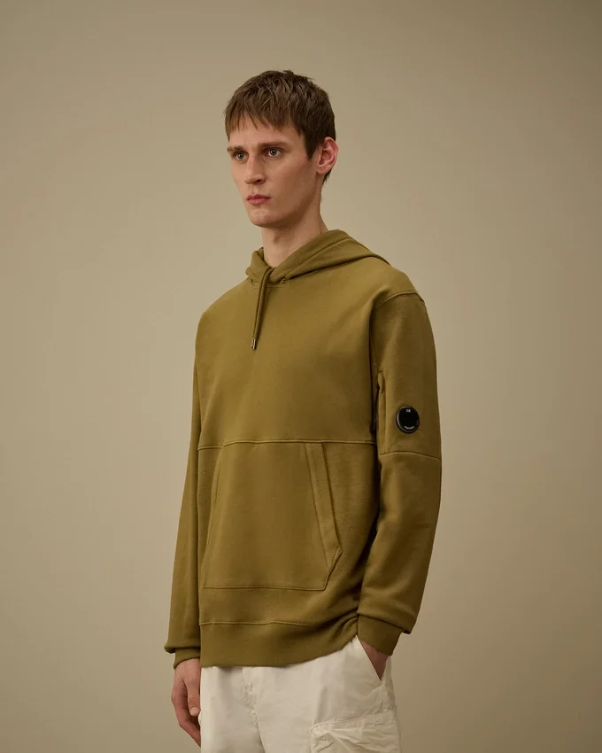Diagonal upphöjd fleece-Sweatshirt med huva