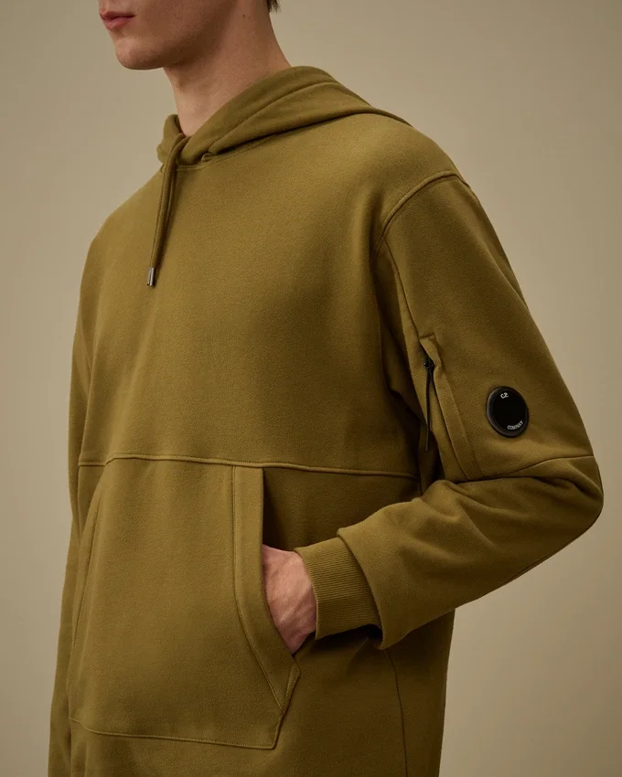 Diagonal upphöjd fleece-Sweatshirt med huva