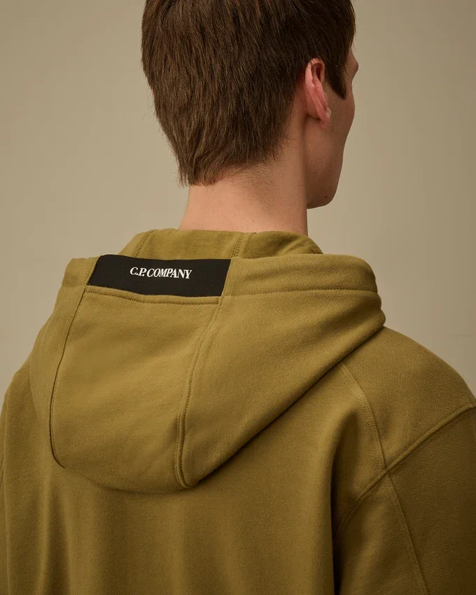 Diagonal upphöjd fleece-Sweatshirt med huva