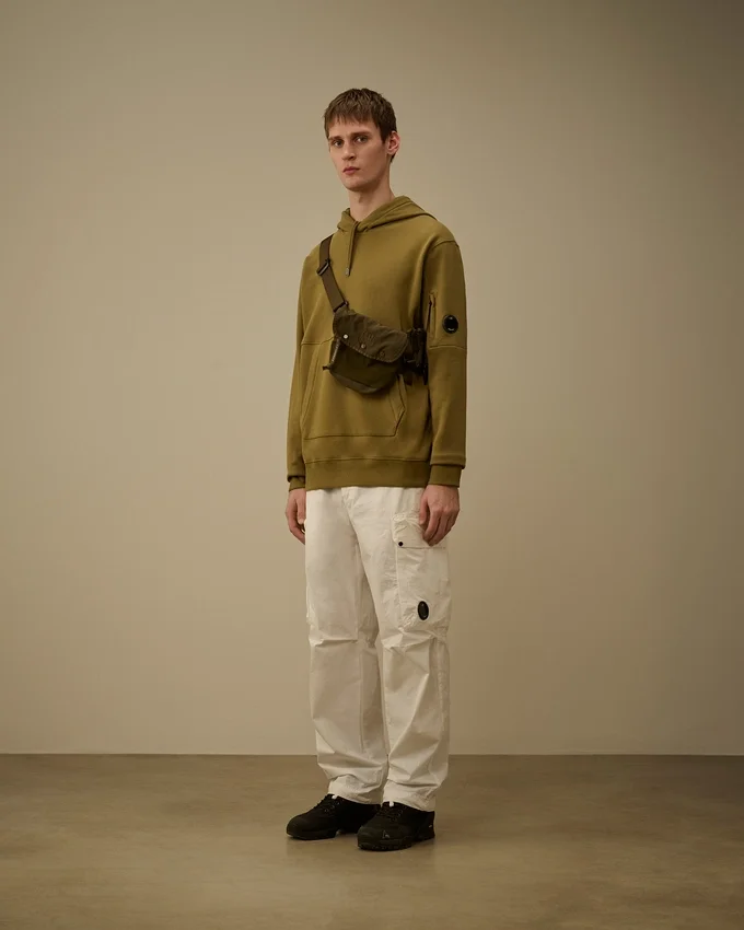 Diagonal upphöjd fleece-Sweatshirt med huva