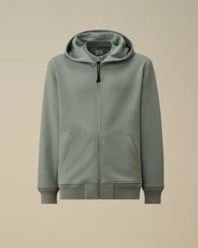 Diagonal upphöjd fleece-Sweatshirt med huva och dragkedja