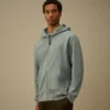 Diagonal upphöjd fleece-Sweatshirt med huva och dragkedja