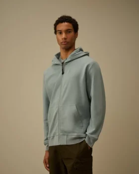 Diagonal upphöjd fleece-Sweatshirt med huva och dragkedja