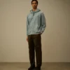 Diagonal upphöjd fleece-Sweatshirt med huva och dragkedja